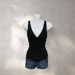 Ella Moss Black Ruched Cami Top